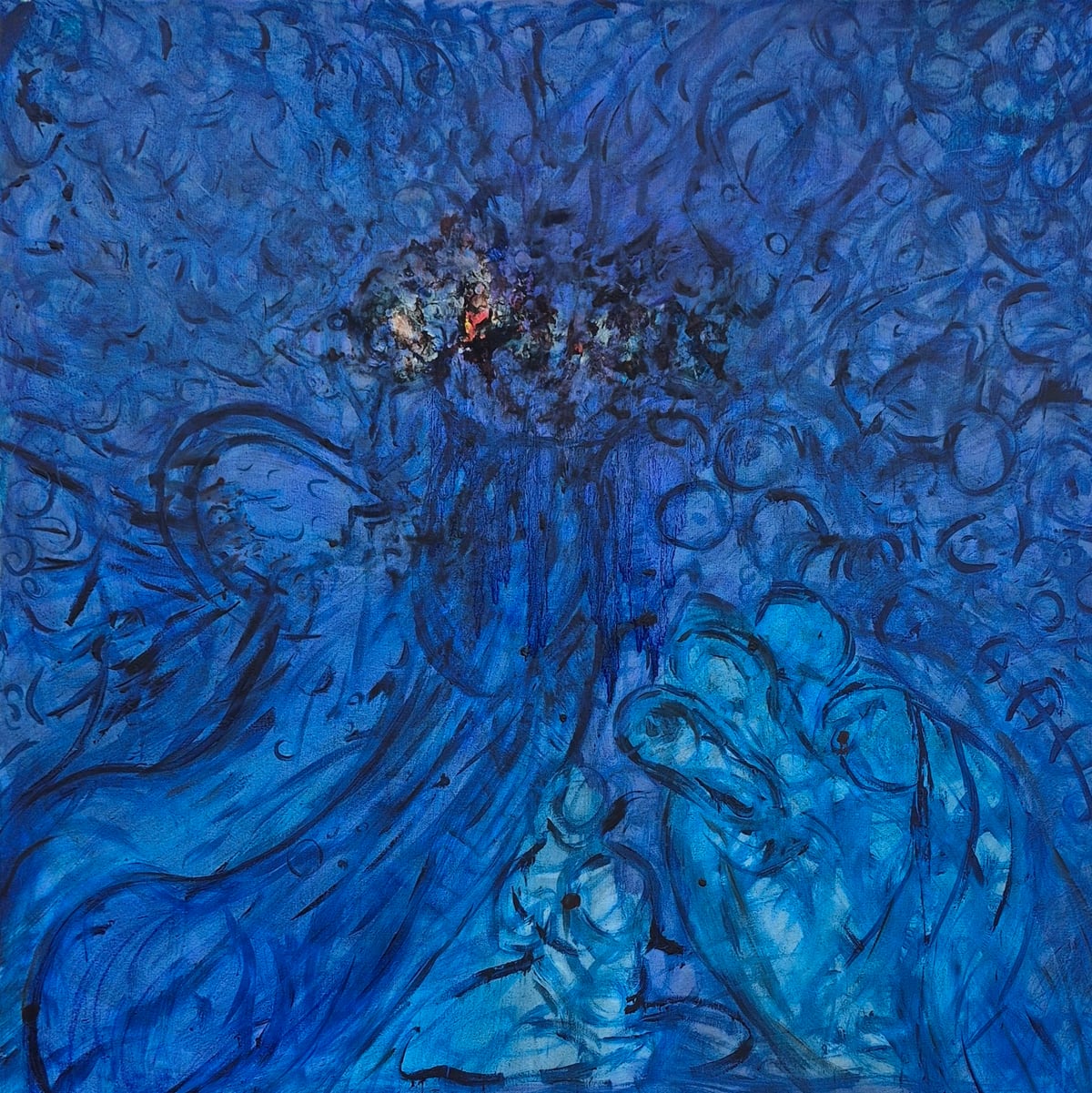 «Con la tranquilidad de un volcán», óleo sobre tela (2026). Obra de Mito Dev.
