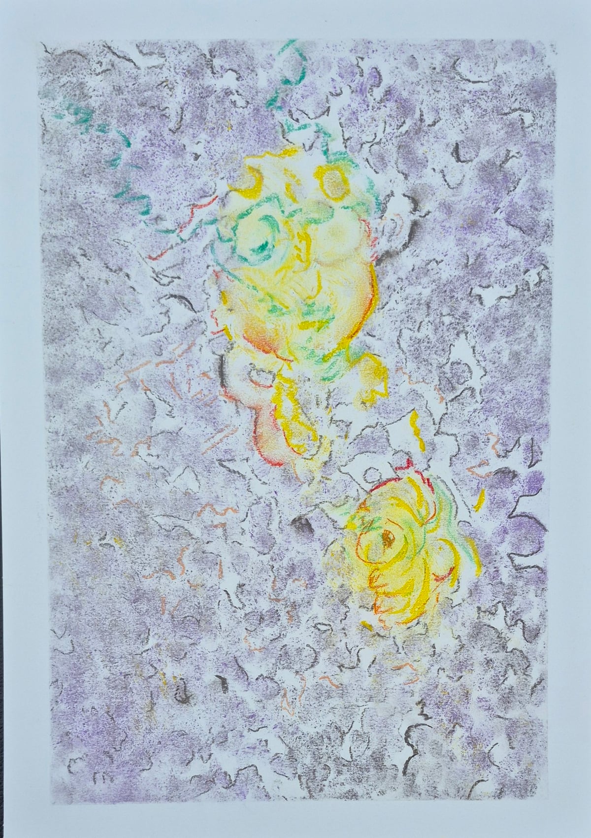 «Día 3», pastel tiza sobre papel (2026). Obra de Mito Dev.