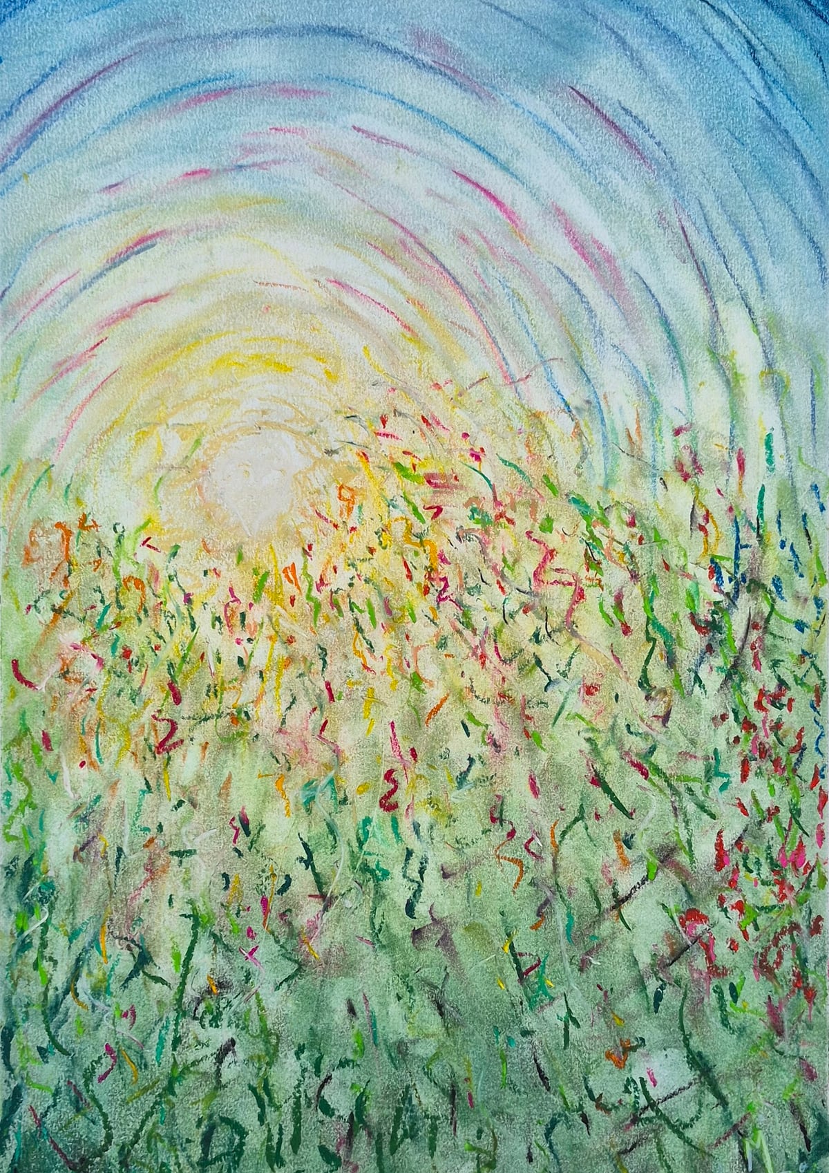 «El milagro de la vida», pastel tiza sobre papel (2025). Obra de Mito Dev.