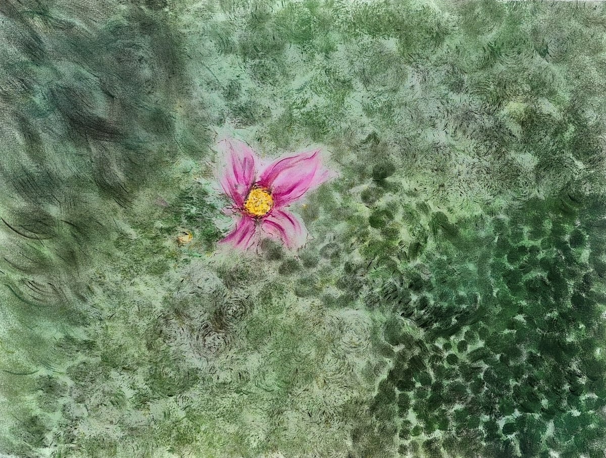 «Está llegando», pastel tiza sobre papel (2026). Obra de Mito Dev.