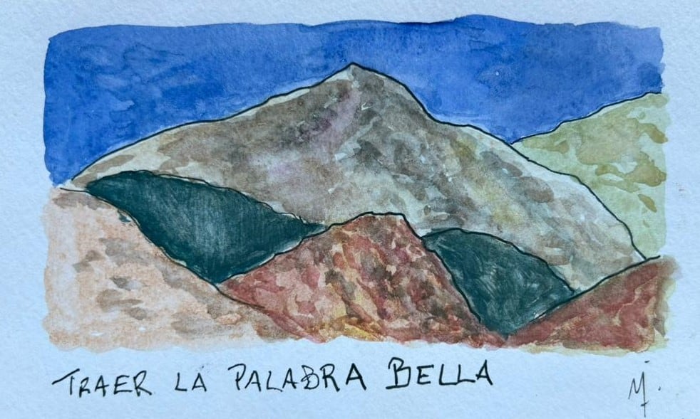 «Palabra Bella», acuarela sobre papel (2024). Obra de Mito Dev.