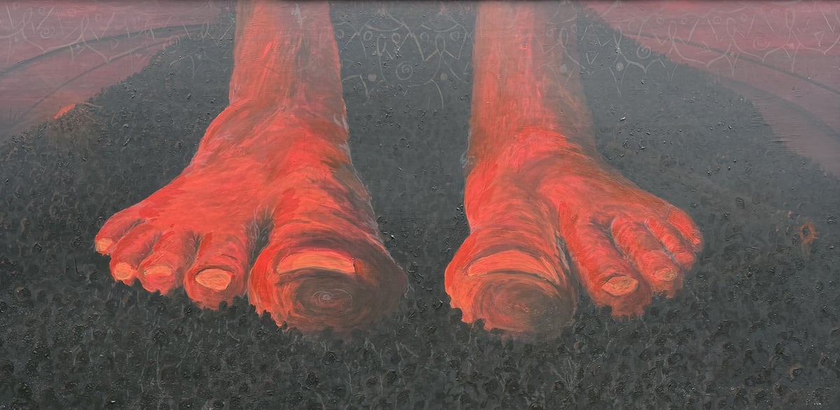 «Raíz», acrílico sobre madera (2025). Obra de Mito Dev.